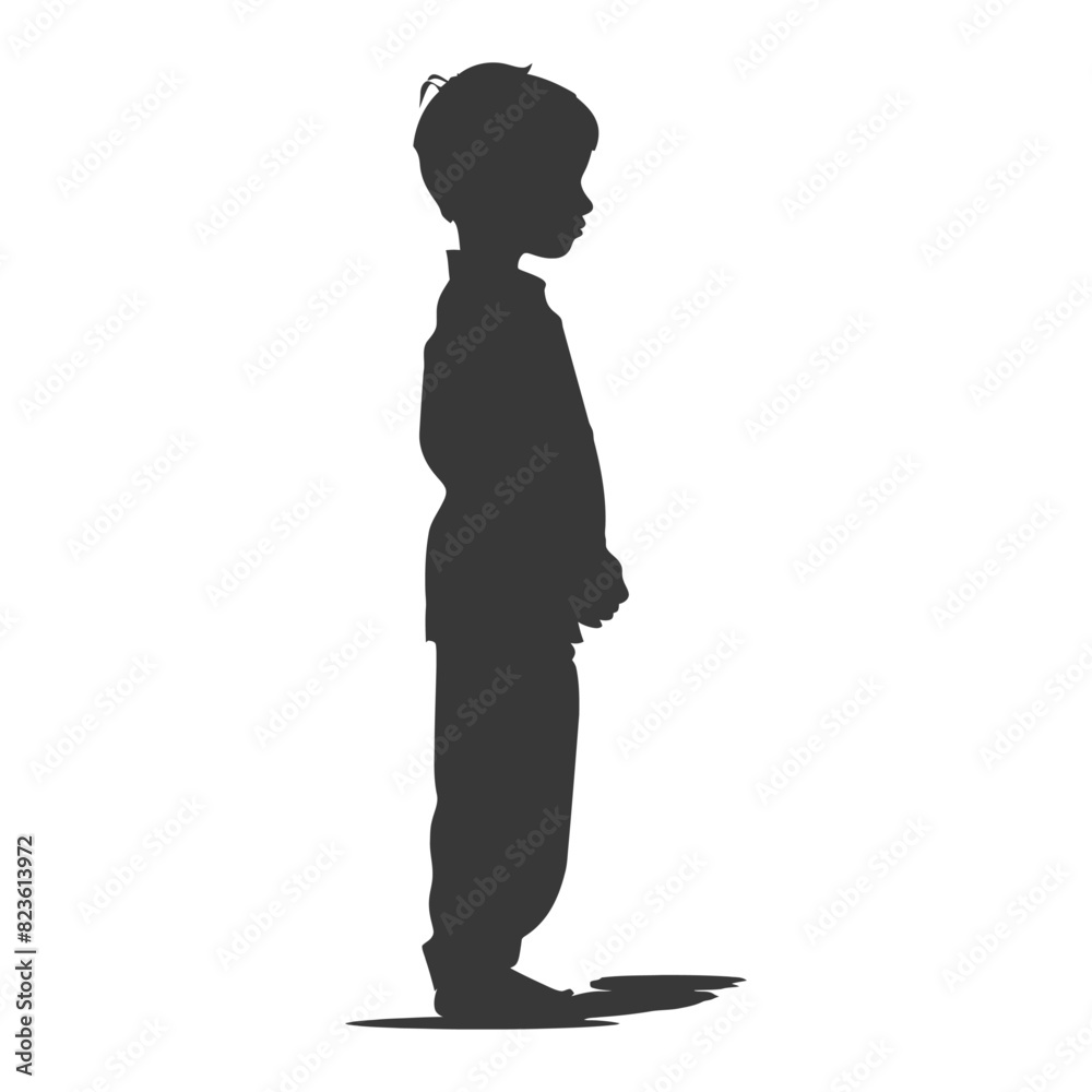 Silhouette muslim little boy black color only