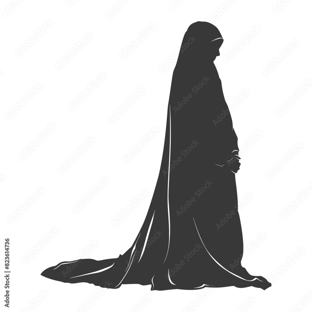 Silhouette muslim woman black color only Silhouette muslim woman black color only