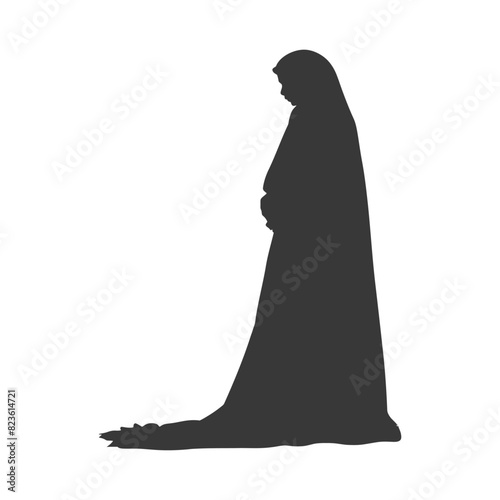Silhouette muslim woman black color only