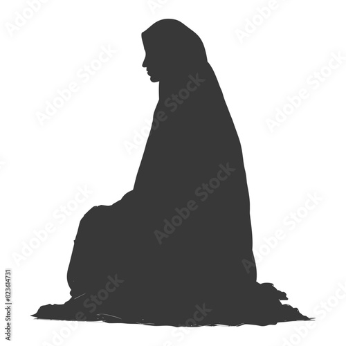 Silhouette muslim woman black color only