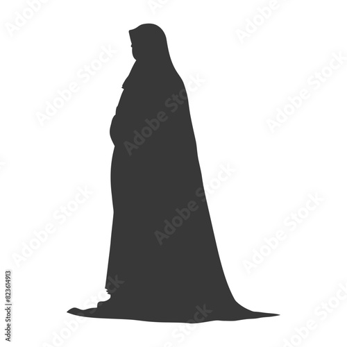 Silhouette muslim woman black color only