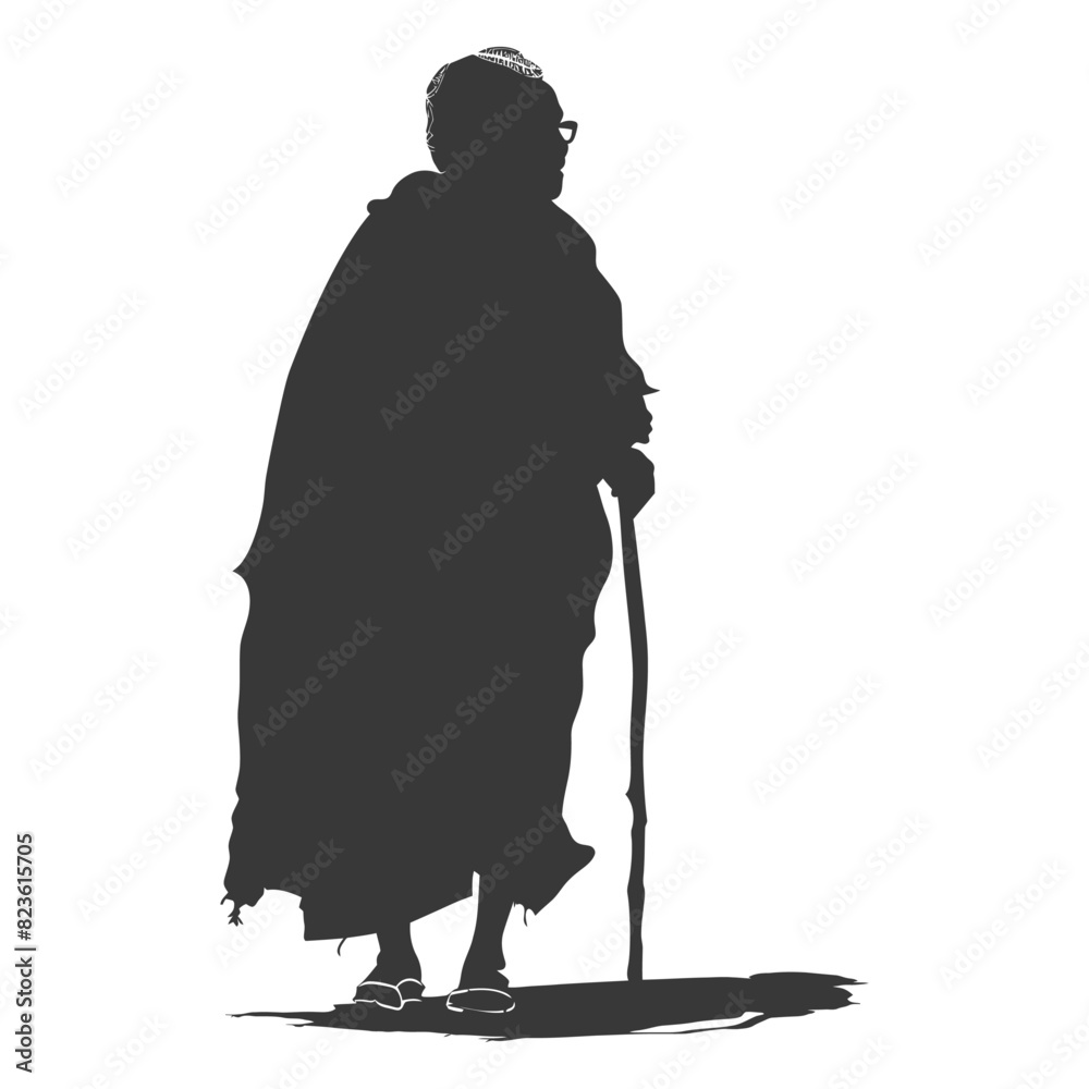 Silhouette native African tribe elderly woman black color only Silhouette native African tribe elderly woman black color only