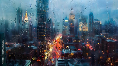 Raindrops  Serene Embrace  A Cityscape Moment of Renewal and Hope