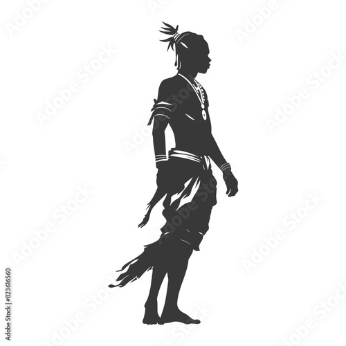 Silhouette native African tribe man black color only