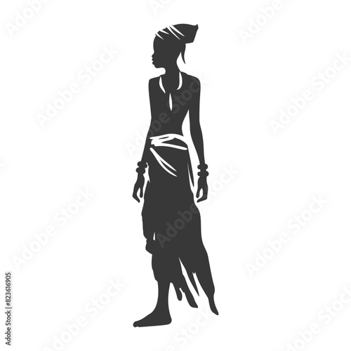 Silhouette native African tribe woman black color only