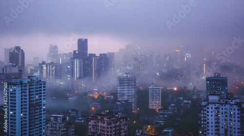 Rain-Kissed City Skyline  Tranquility in the Urban Jungle