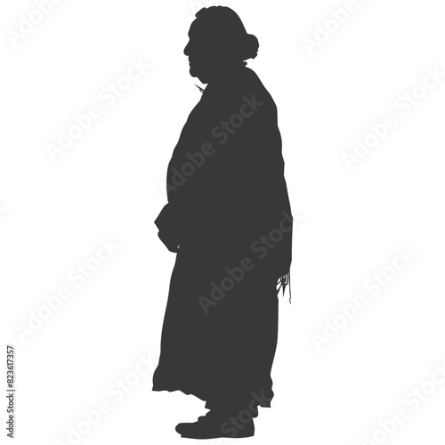 silhouette native american elderly woman black color only