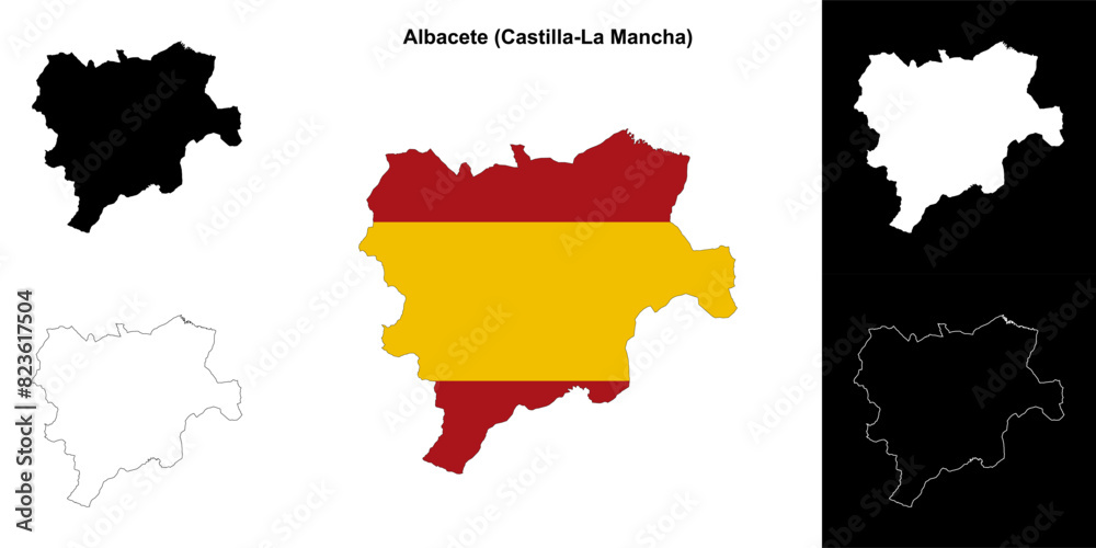 Fototapeta premium Albacete province outline map set