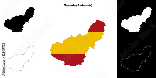 Granada province outline map set photo