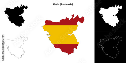 Cadiz province outline map set