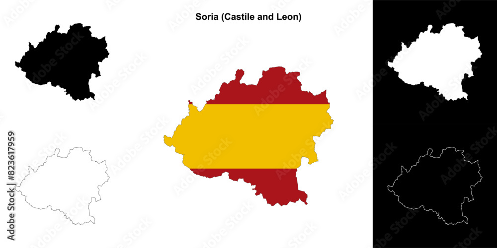 Fototapeta premium Soria province outline map set