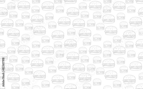 doodle burger pattern background. doodle fast food burger seamless pattern background. seamless pattern of burger in doodle style. Seamless Pattern of a Cheese Burger or Hamburger. hamburger pattern.