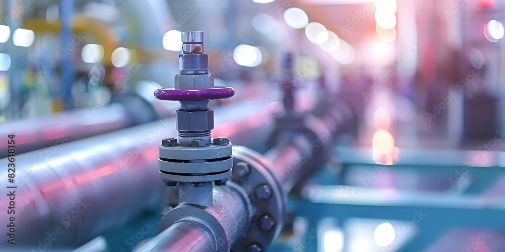 Diverse industrial pipe equipment showcases innovation in energy production and manufacturing scale. Concept Energy Production, Industrial Manufacturing, Innovation, Diversity