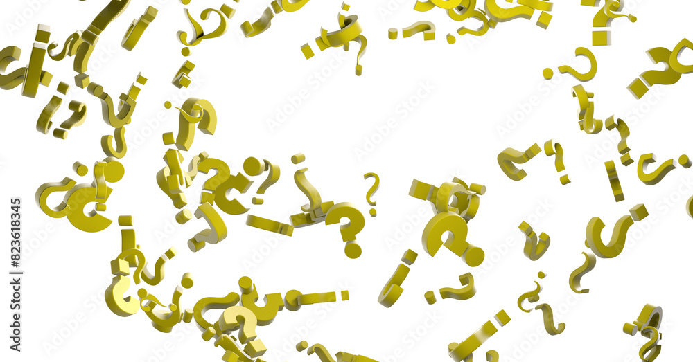 Fototapeta premium Infinite question marks on a plane, original three dimensional illustration.