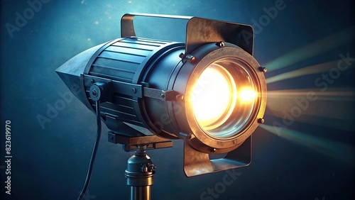 Professional TV and cinema light with a fresnel lens and adjustable beam, isolated on a background photo