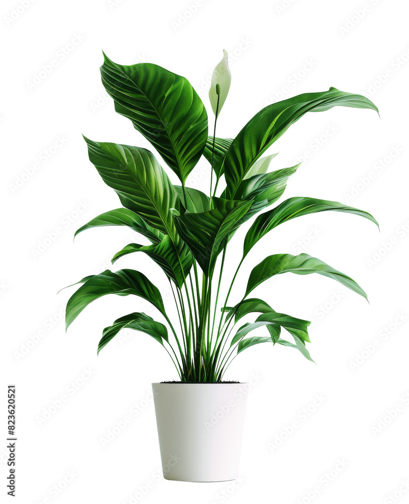 A potted plant featuring lush green leaves on isolated transparency background A potted plant featuring lush green leaves on isolated transparency background
