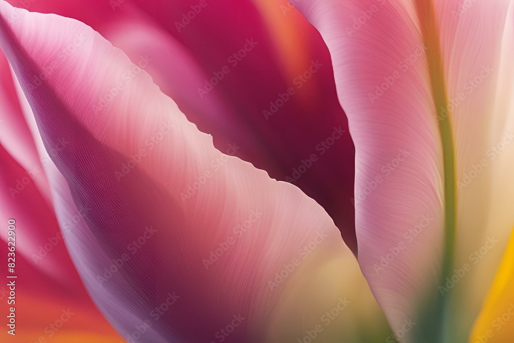 Close-up of a tulip Petal, Color Gradients, Fine Lines, Macro Photography, Floral Details, Vibrant Pink, purple, yellow and Orange Flower, High Resolution Close-up of a tulip Petal, Color Gradients, Fine Lines, Macro Photography, Floral Details, Vibrant Pink, purple, yellow and Orange Flower, High Resolution