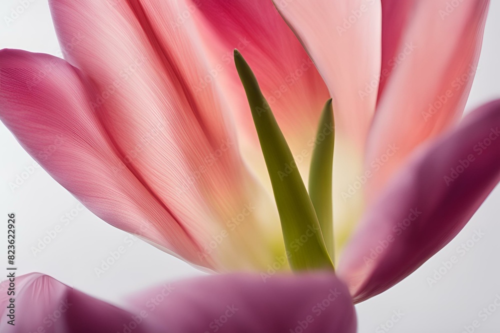 Close-up of a tulip Petal, Color Gradients, Fine Lines, Macro Photography, Floral Details, Vibrant Pink, purple, yellow and Orange Flower, High Resolution Close-up of a tulip Petal, Color Gradients, Fine Lines, Macro Photography, Floral Details, Vibrant Pink, purple, yellow and Orange Flower, High Resolution