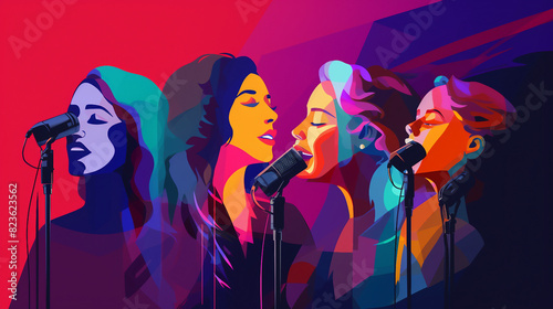Diverse Female Voices - Editable Vector Illustration with Multiethnic Women Speaking Together