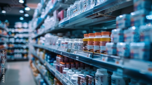 Aisle of Pharmacy Products and Supplements in Store © Ilham