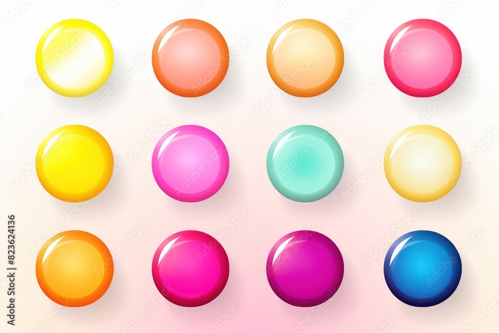 A set of flat buttons with gradient colors on a white background A set of flat buttons with gradient colors on a white background