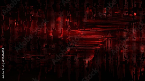 Dark red background with computer code.