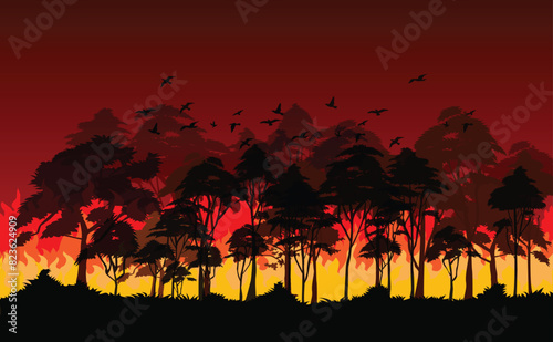Forest fires , Natural disaster, vector design