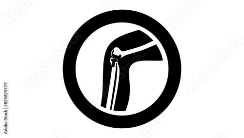 Knee replacement surgery, black isolated silhouette