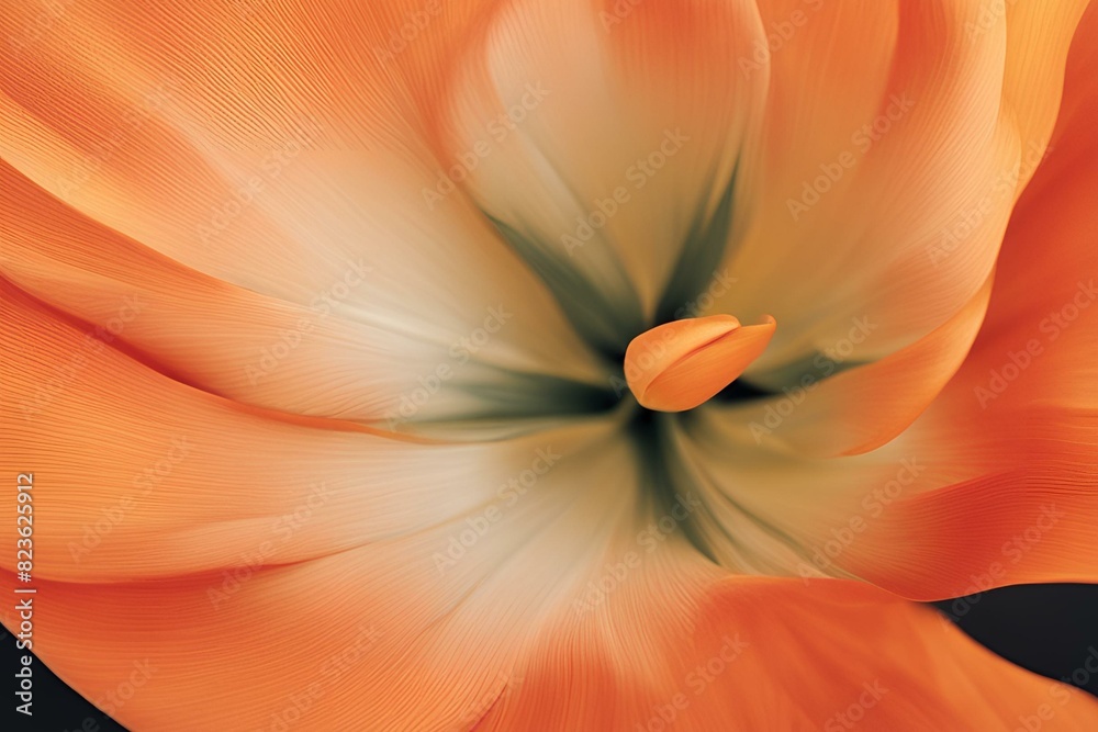 Close-up of tulip Petal, Color Gradients, Fine Lines, Macro Photography, Floral Details, Vibrant Orange Flower, High Resolution