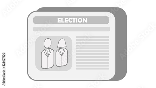 Election Day illustration with a piece of newspaper about election news illustration with female and male election candidates