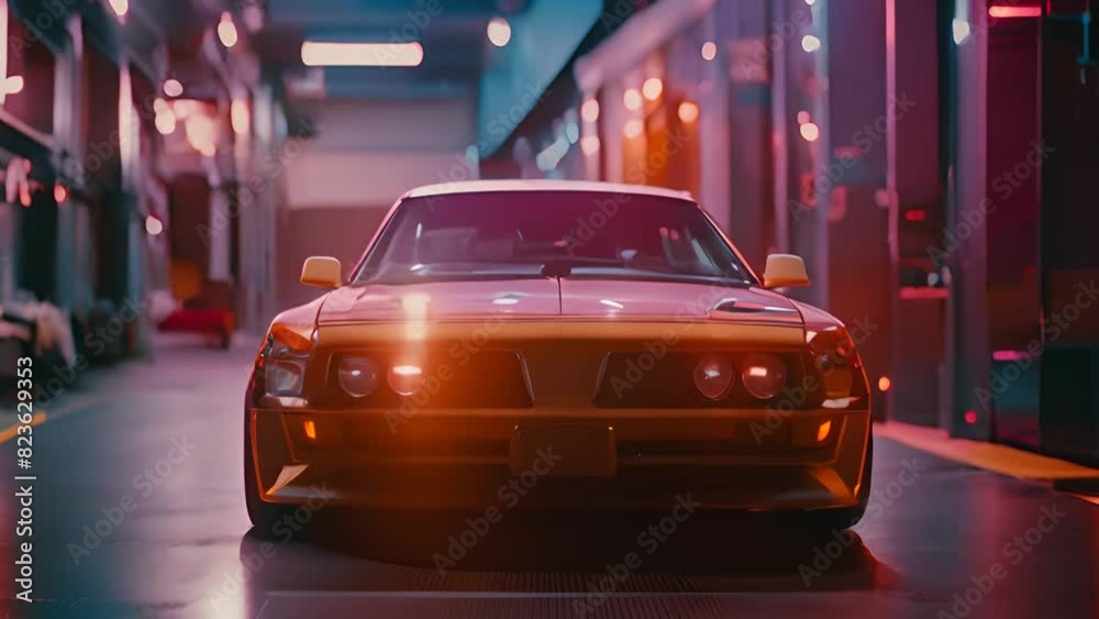 Orange Car Parked in Tunnel Generative AI Orange Car Parked in Tunnel Generative AI