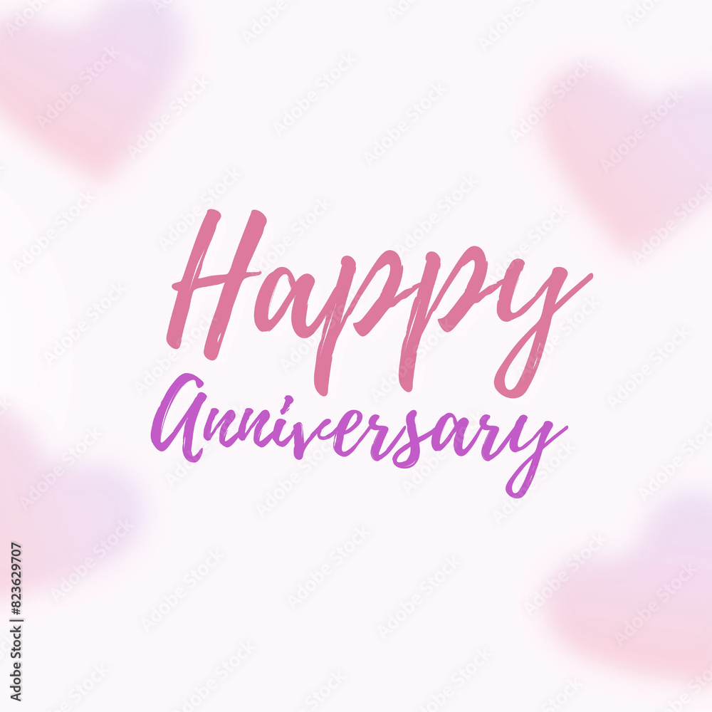 Happy Anniversary greetings card design with blurry hearts