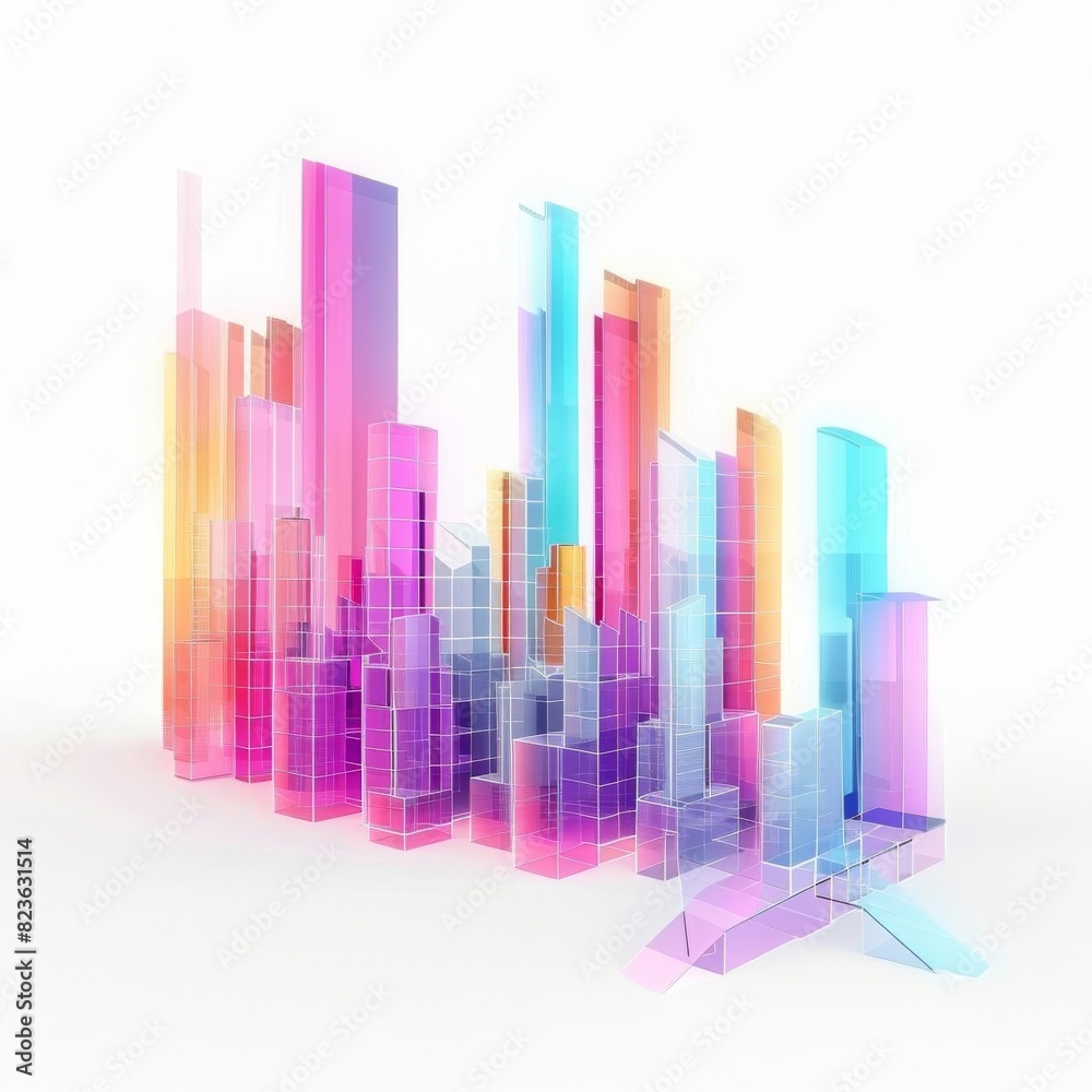 3D model of a bar graph with AI text on a white background 3D model of a bar graph with AI text on a white background