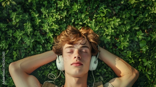 The Young Man Enjoying Music photo