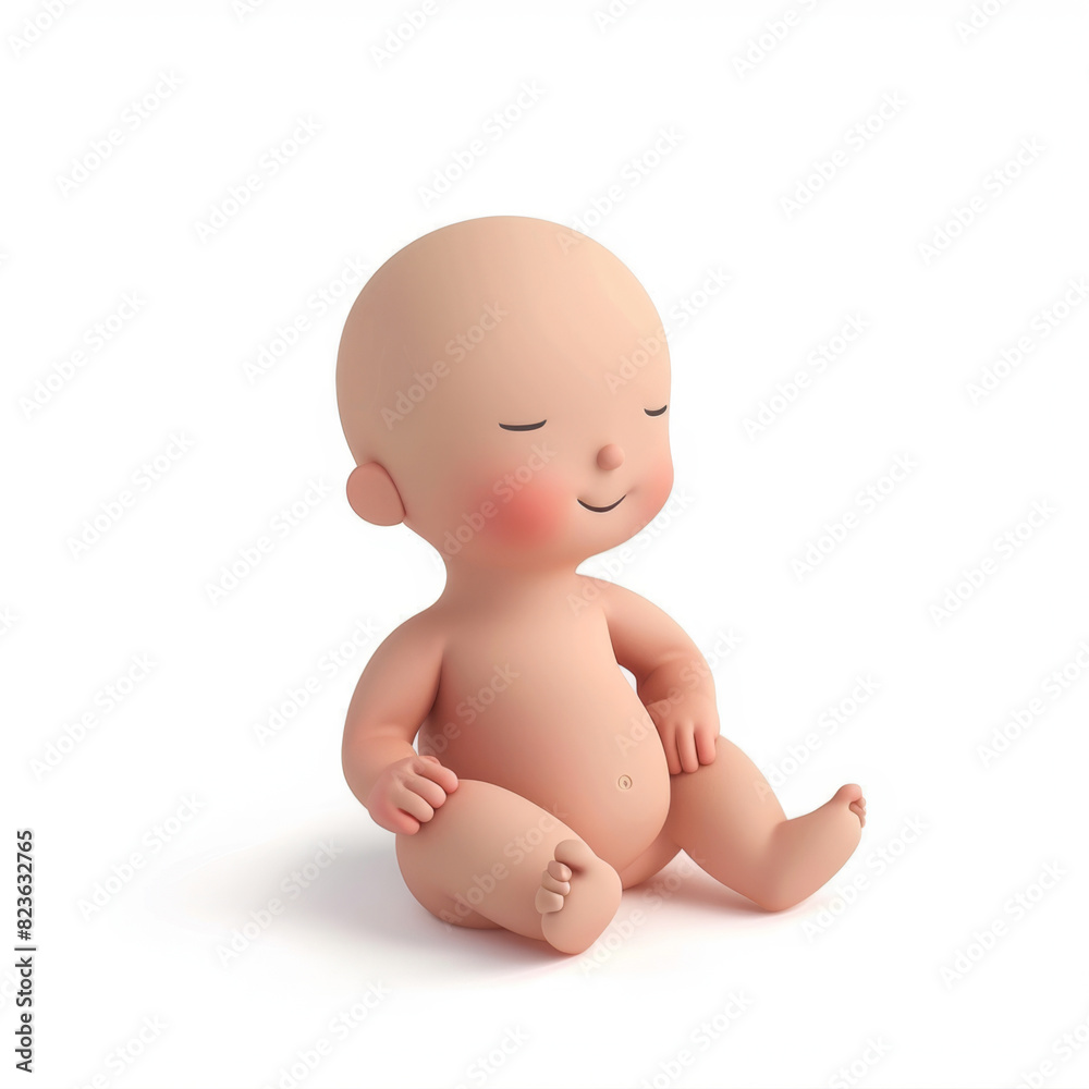 Newborn baby icon in 3D style on a white background
Newborn baby icon in 3D style on a white background