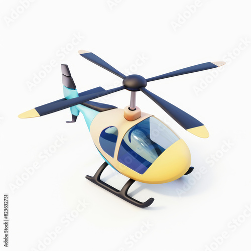 Helicopter icon in 3D style on a white background