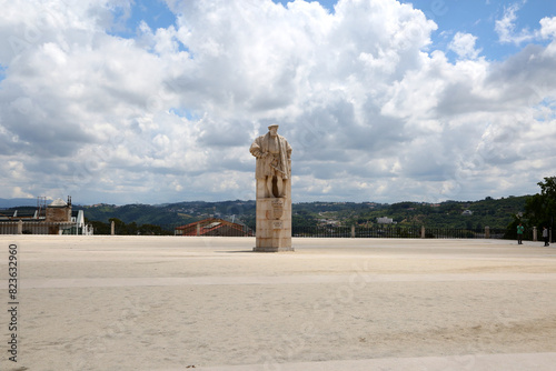 Statue of King Joao III on the university square of Coimbra, Portugal. photo