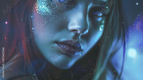 Girl with glitter on her face 