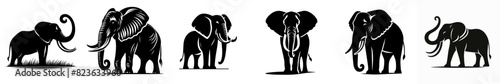 vector set of elephant silhouettes