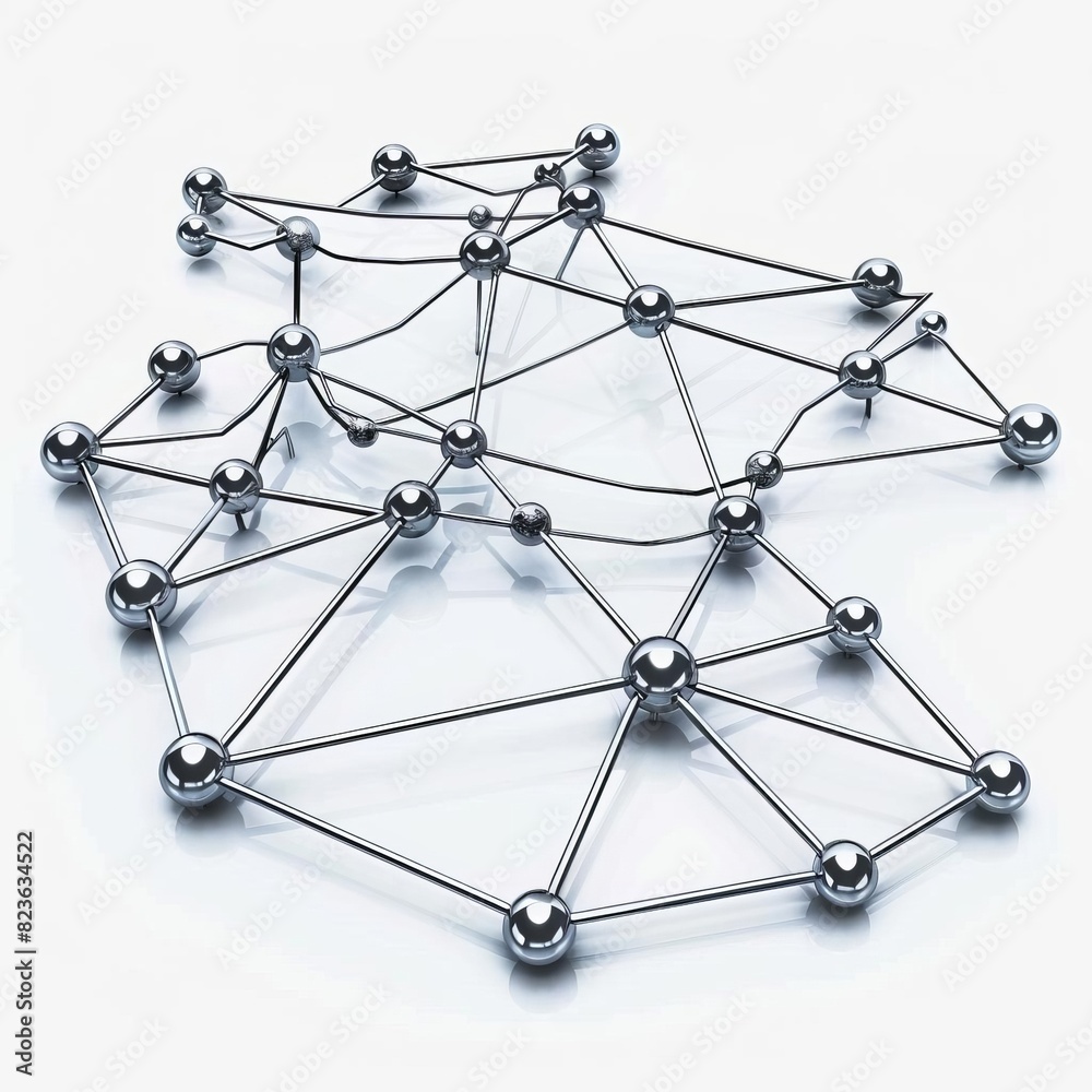 Illustration of interconnected nodes forming a framework with AI text on a white background Illustration of interconnected nodes forming a framework with AI text on a white background