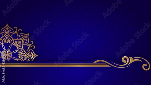 Motion pictures, luxury blue background, with gold floral ornaments creeping