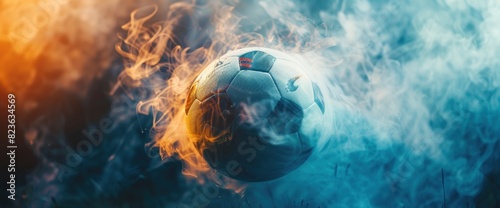 Abstract Football Game With Swirling Mists With Copy Space, Football Background photo