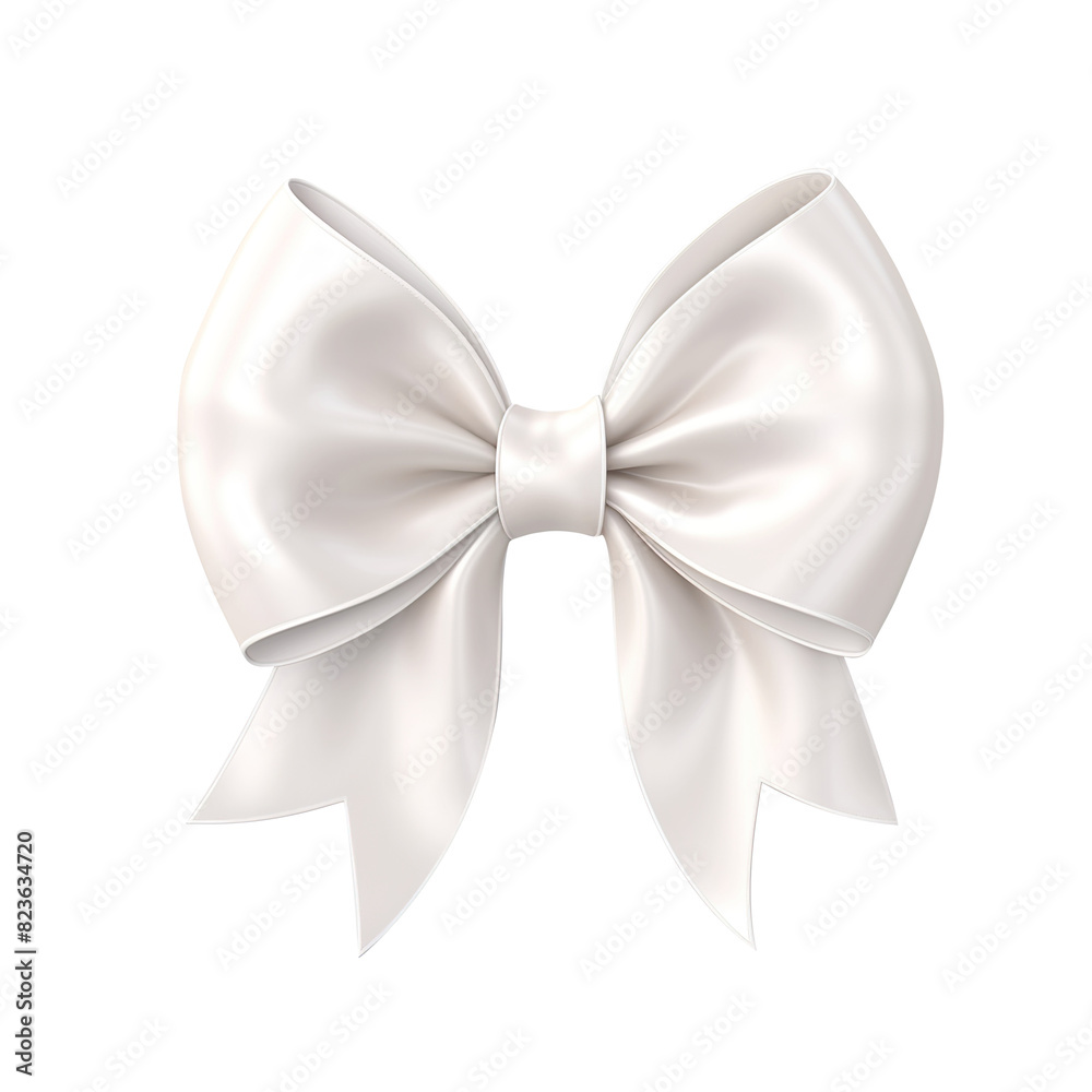 Naklejka premium silver bow, isolated on transparent background Remove png, Clipping Path, pen tool