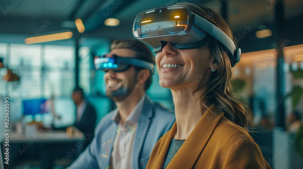 Office Team Using Virtual Reality Headsets - Generative AI Office Team Using Virtual Reality Headsets - Generative AI