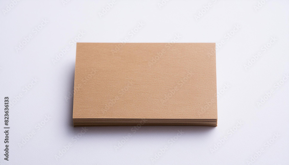 Mock-up of empty kraft paper, business card. Branding presentation. White background. Close-up. Mock-up of empty kraft paper, business card. Branding presentation. White background. Close-up.