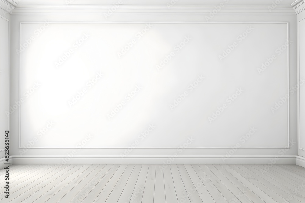 Bright and Expansive White Room with Wooden Floors - Versatile Interior Design Background