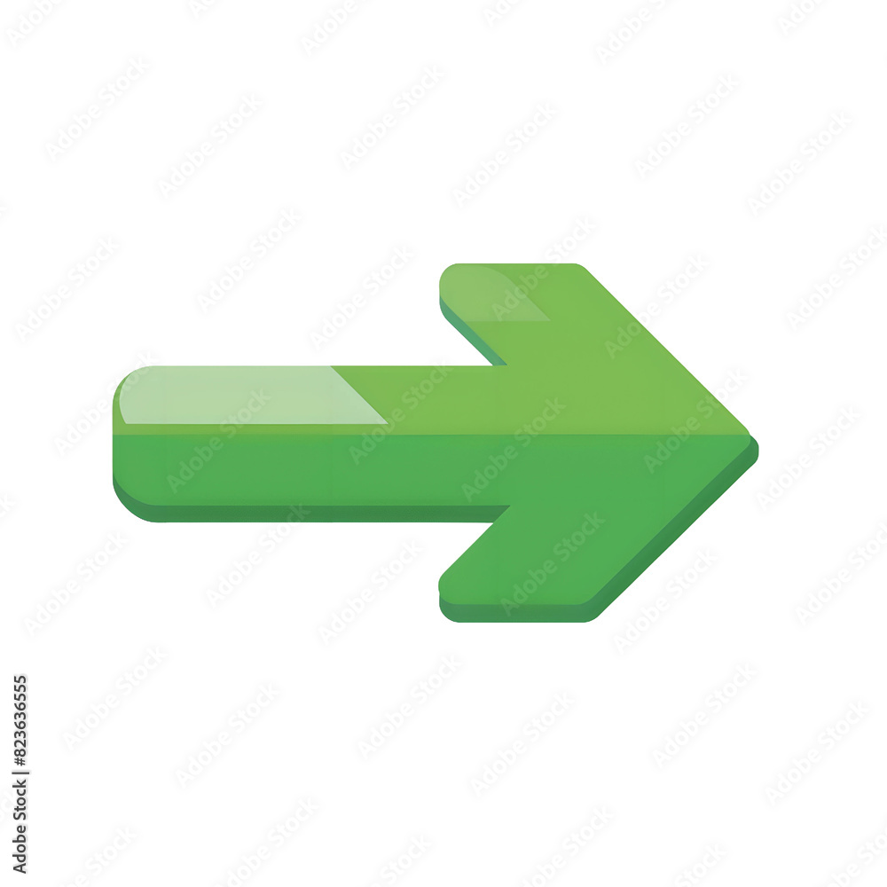 3D green arrow pointing right with gradient, isolated on transparent background, Generative AI 3D green arrow pointing right with gradient, isolated on transparent background, Generative AI