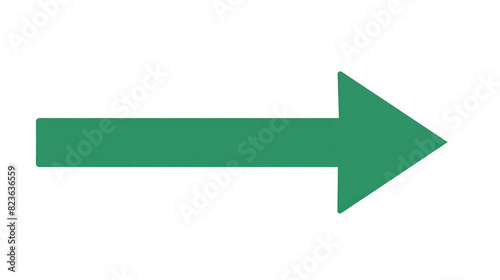 Green flat arrow pointing right with minimalistic design, isolated on transparent background, Generative AI