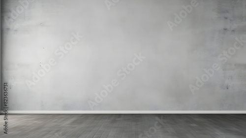 Empty Minimalist Concrete Room with Gray Wall Background for Interior Design or Architecture