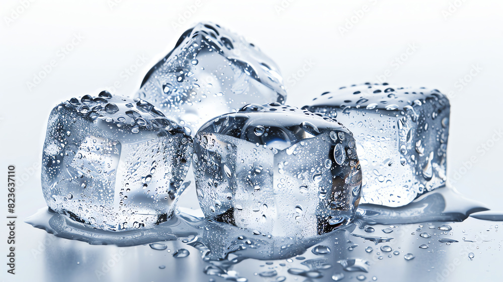 Close-Up of Ice Cubes on White Background Close-Up of Ice Cubes on White Background